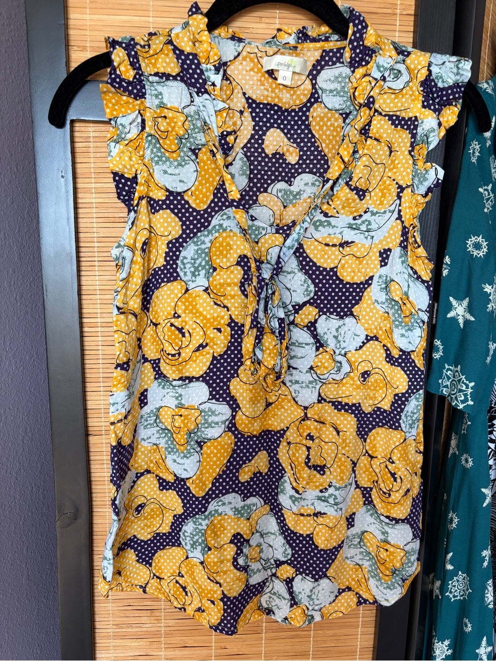 Porridge Anthropologie polka dot sleeveless blouse